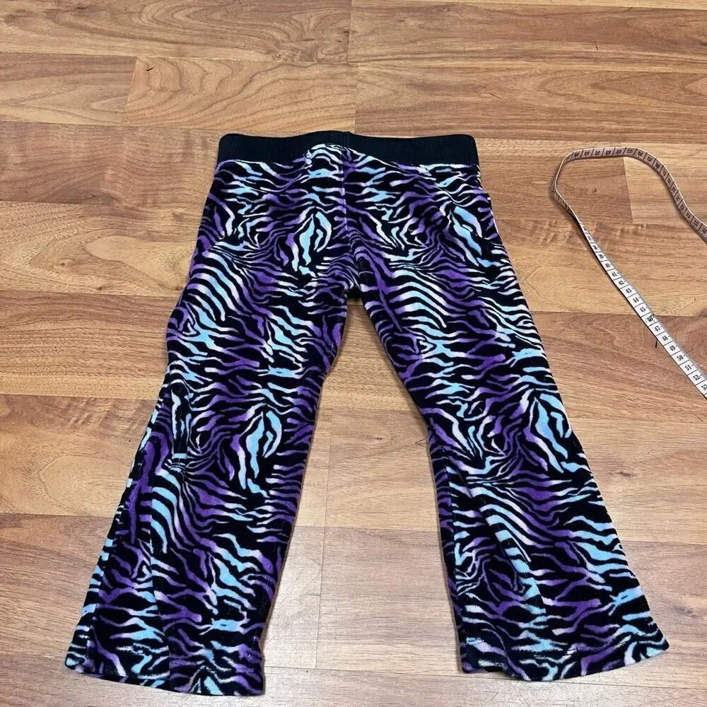 Flap Doodles Toddler Girls Zebra-Print Flower Embroidered Pants Purple Size 2T